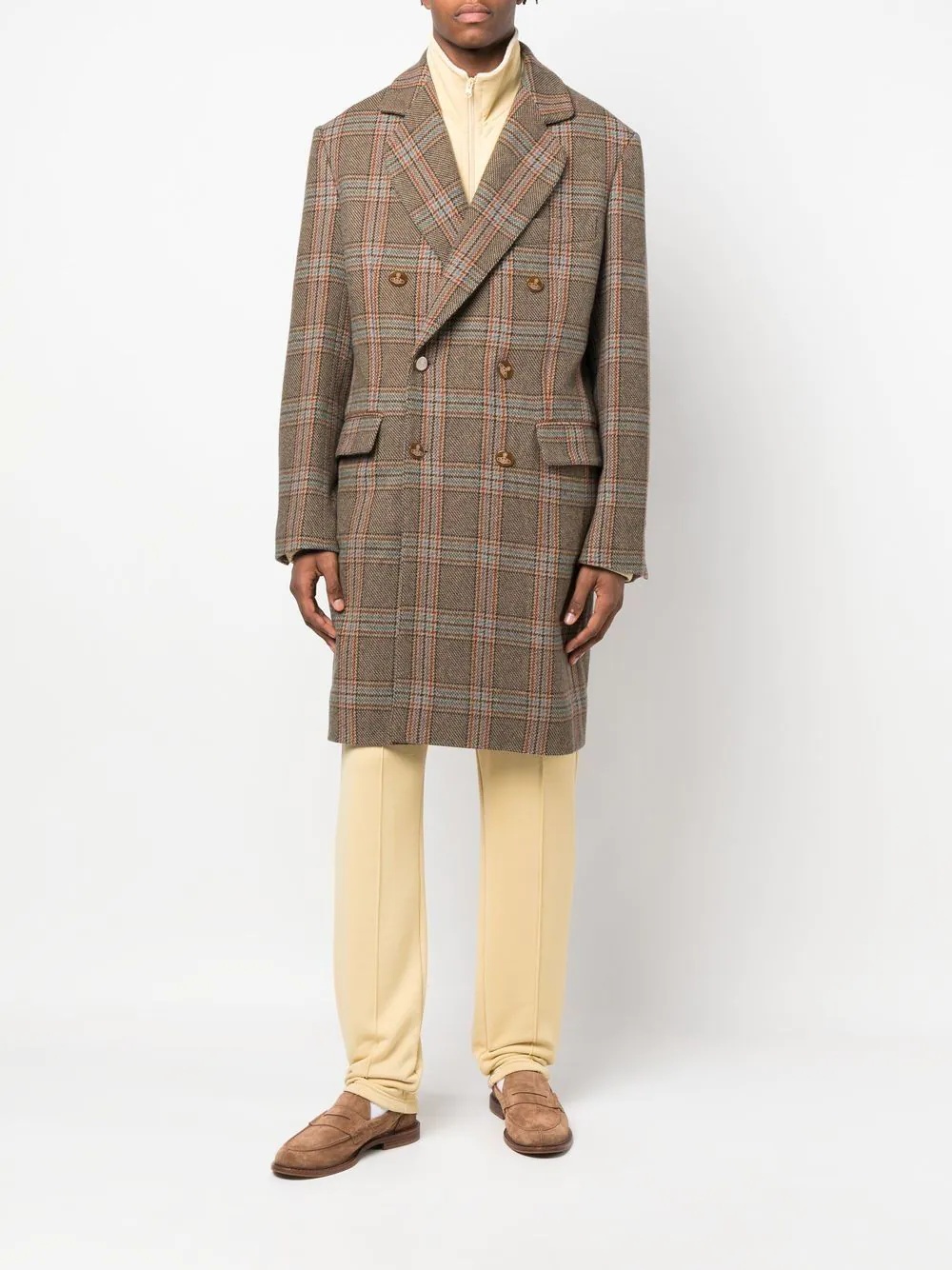 check double-breasted cotton coat - 2