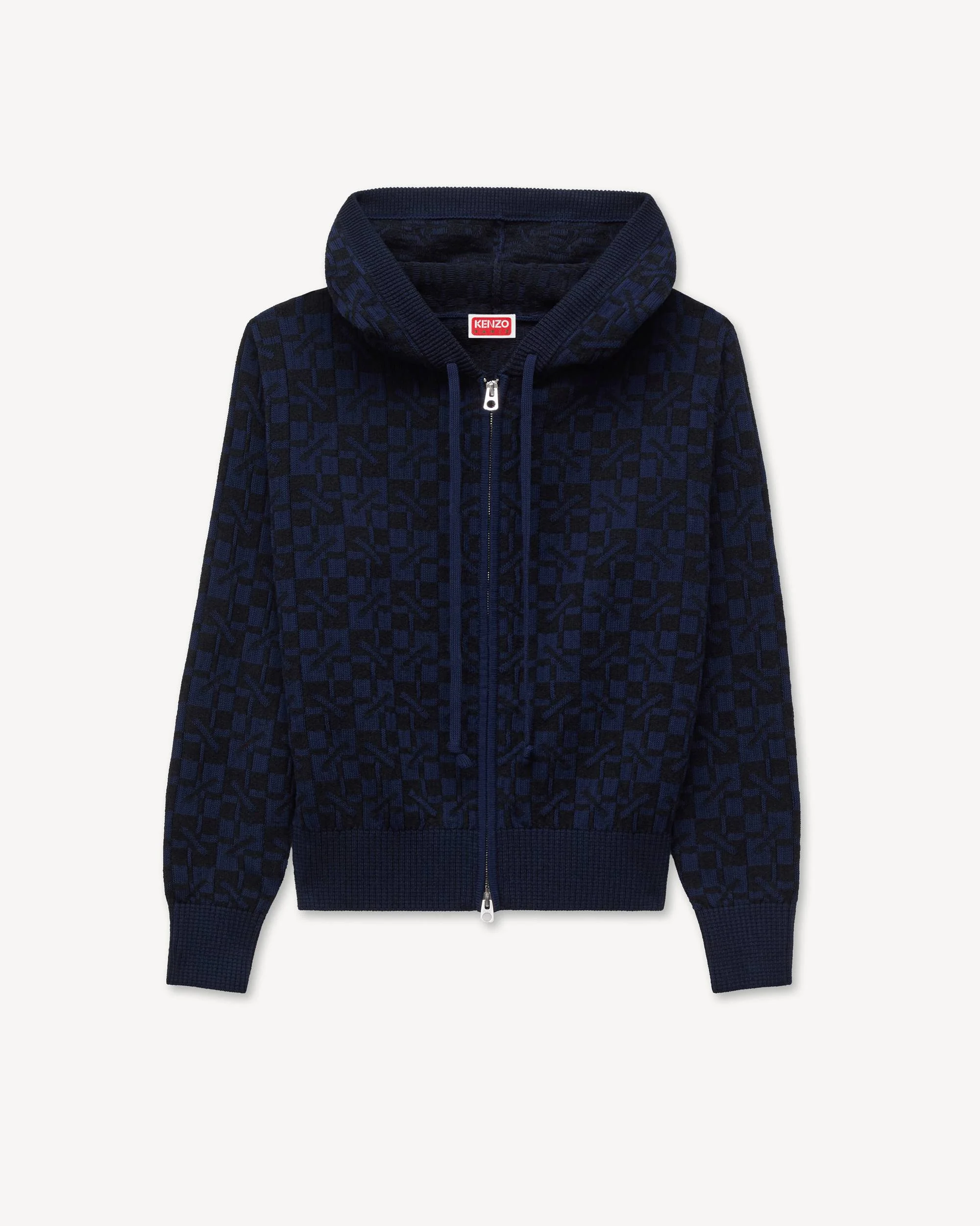 'Kenzogram' knitted zip-up cardigan in cotton - 1