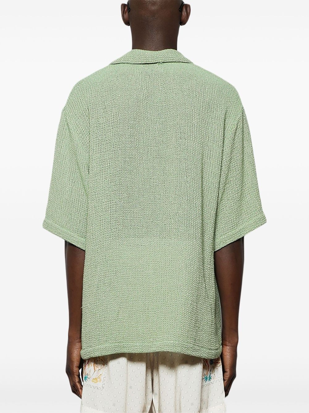 spread-collar mesh shirt - 5