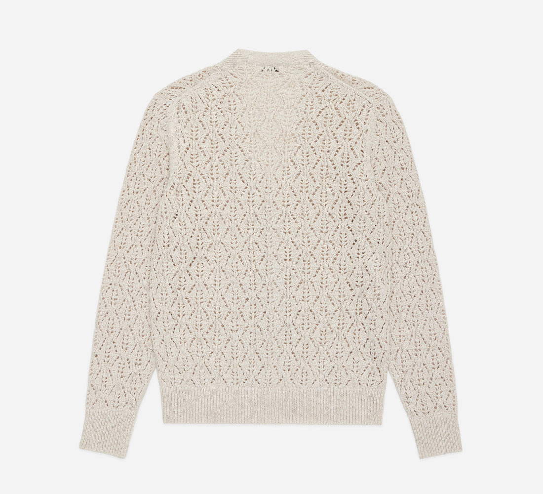 Classic Cardigan - Ecru Flamme Lace Knit - 2