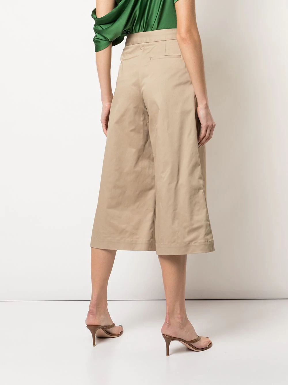 cropped pleated wide-leg trousers - 4