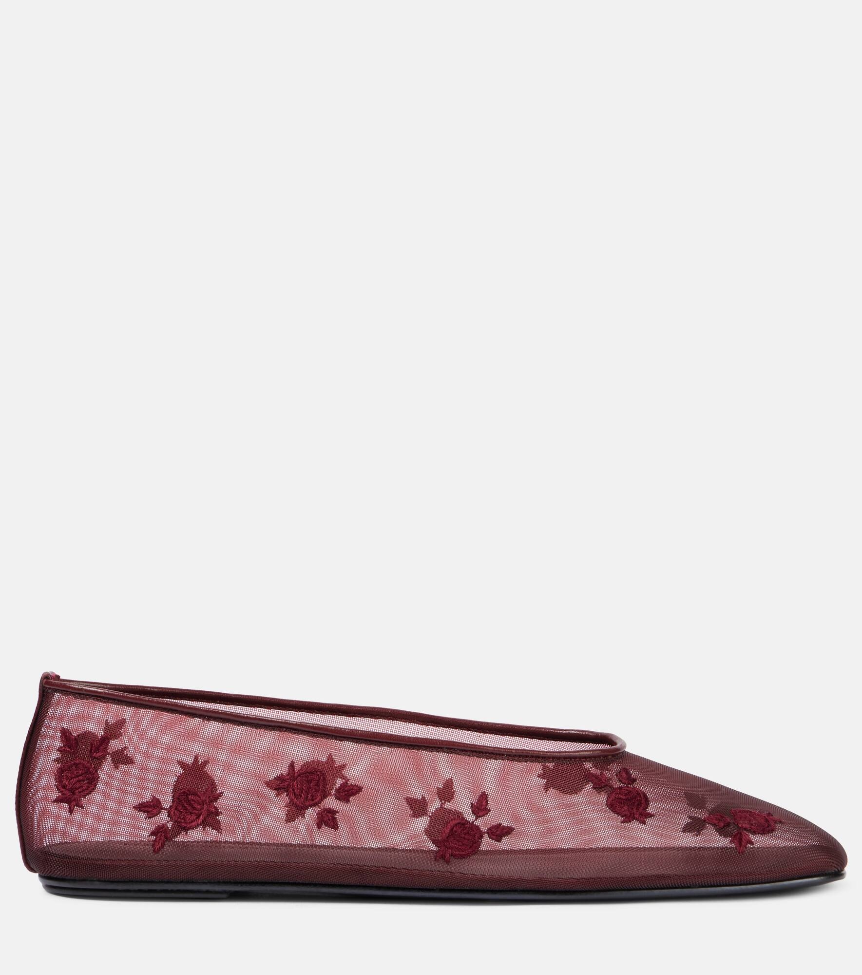 Embroidered mesh ballet flats - 4
