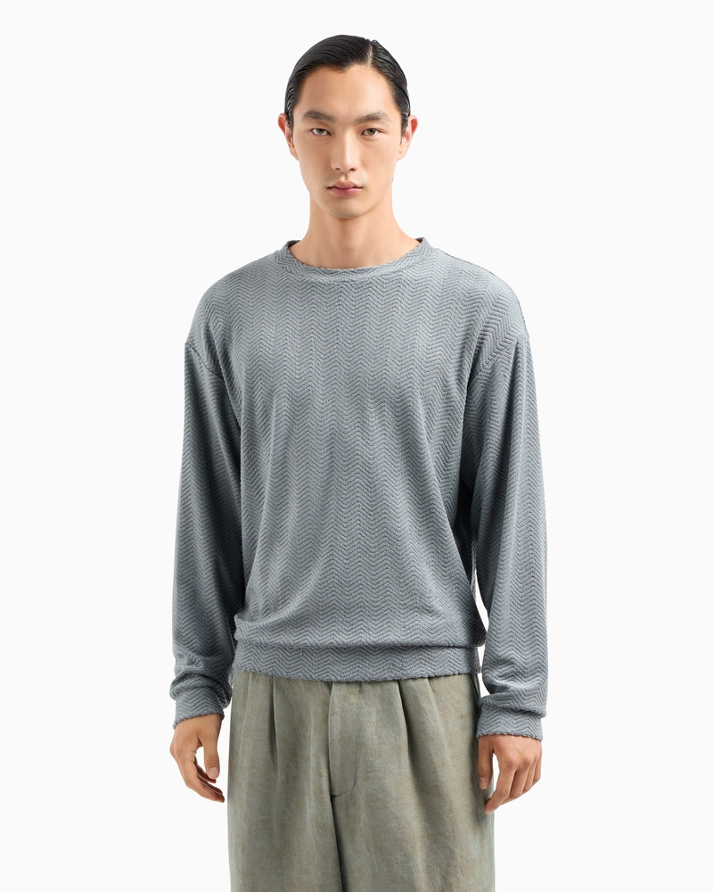 GIORGIO ARMANI CREW-NECK SWEATSHIRT IN CHEVRON SILK AND COTTON outlook