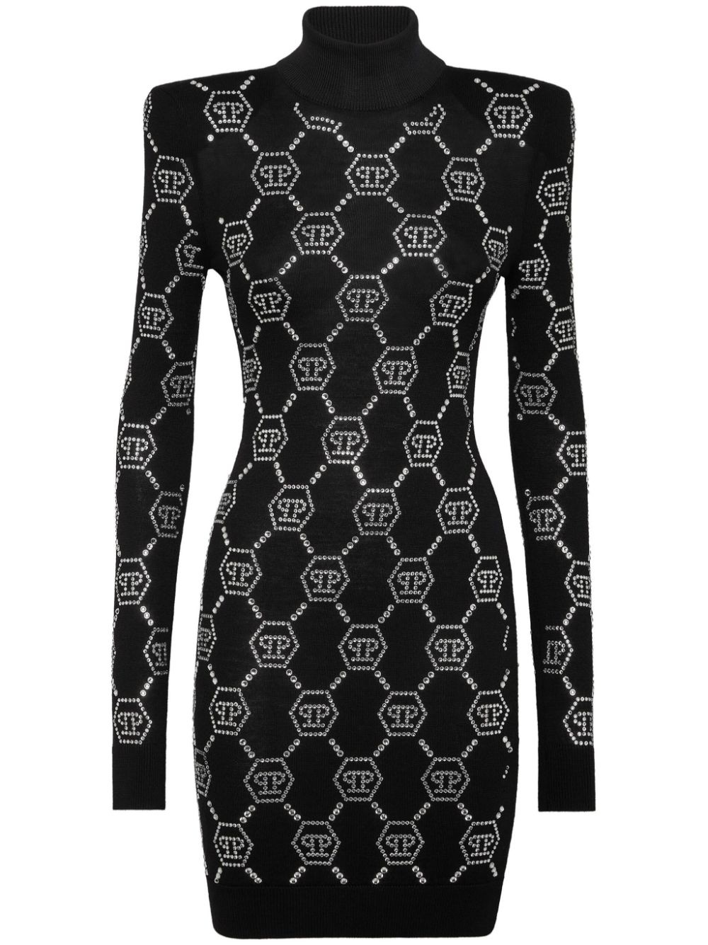crystal-embellished monogrammed mini dress - 1