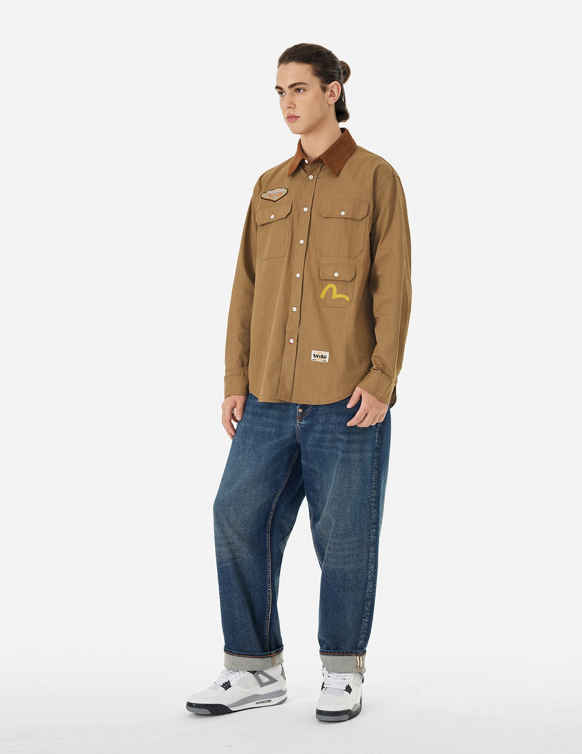 Logo Embroidery and Multi-Pocket Relax Fit Long Sleeve Shirt - 3