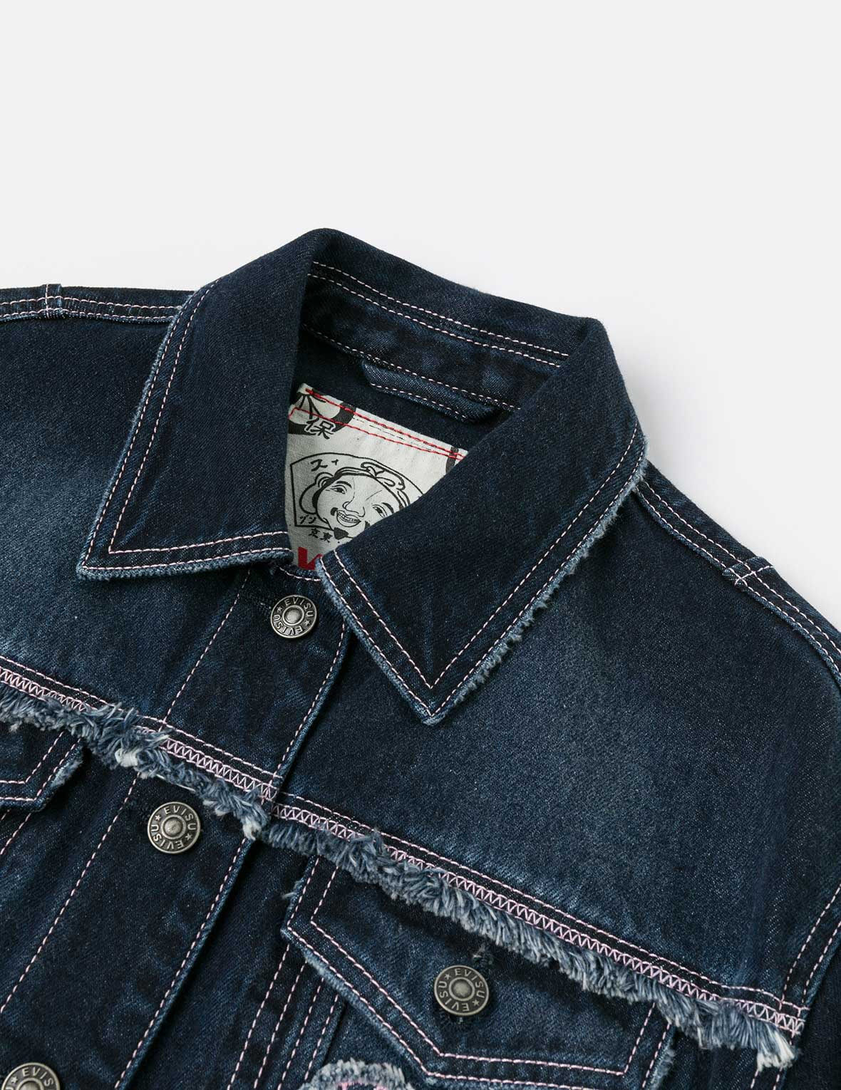 Seagull Appliqué Embroidery Loose Fit Washed Denim Jacket - 10
