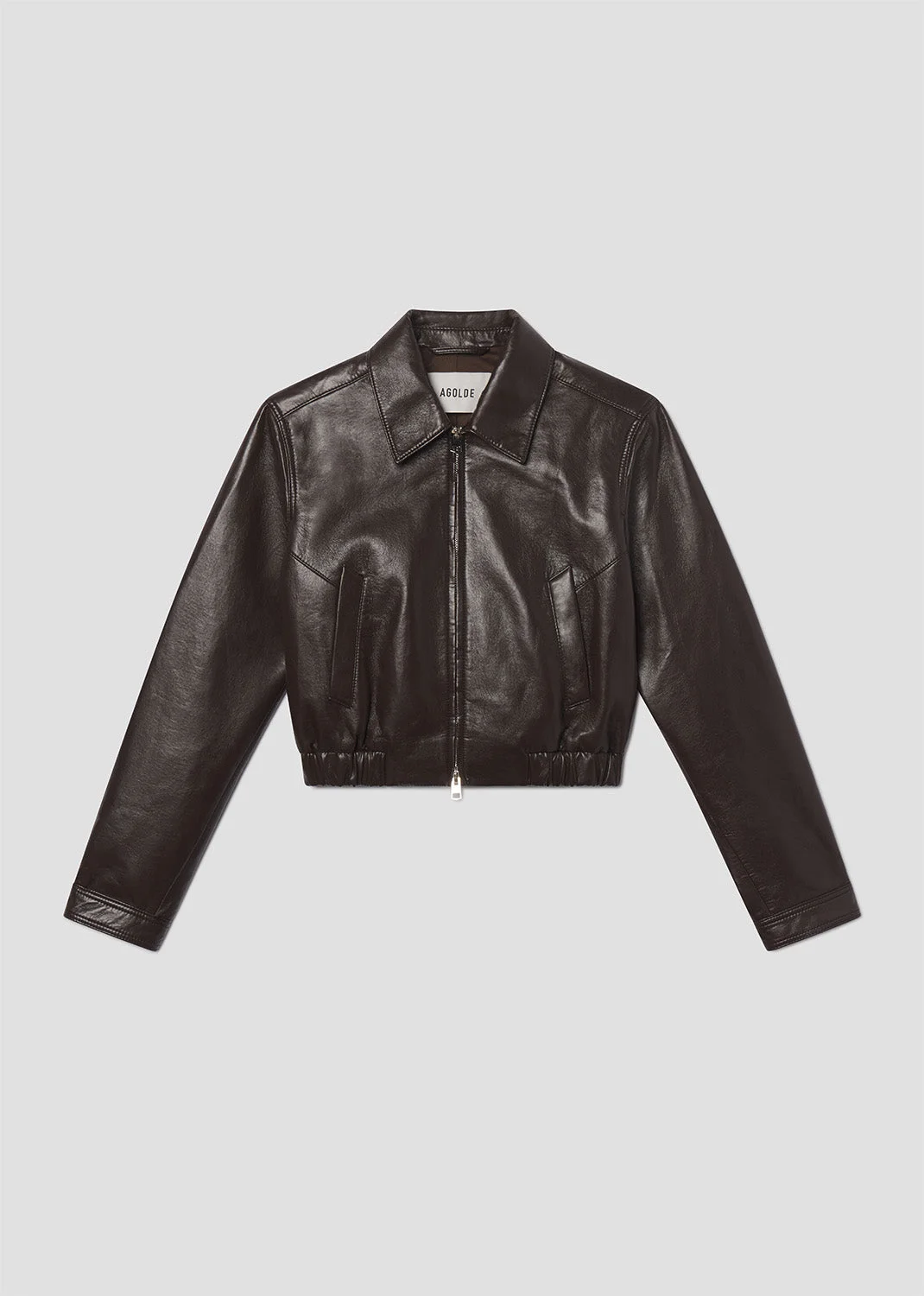 ESSIE RECYCLED LEATHER CROPPED JACKET IN CHOCOLATE - 1