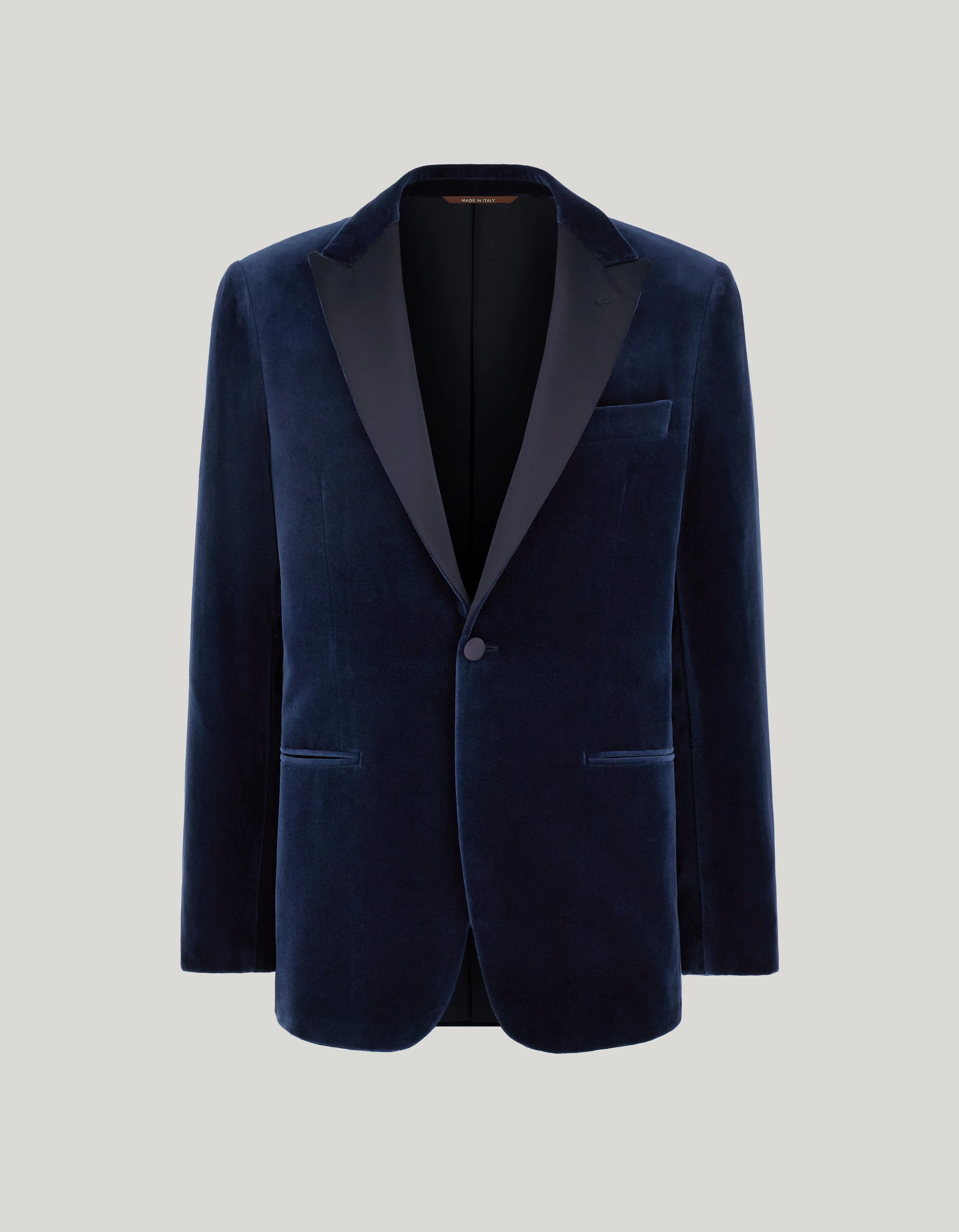 BLUE COTTON VELVET TUXEDO JACKET - 1