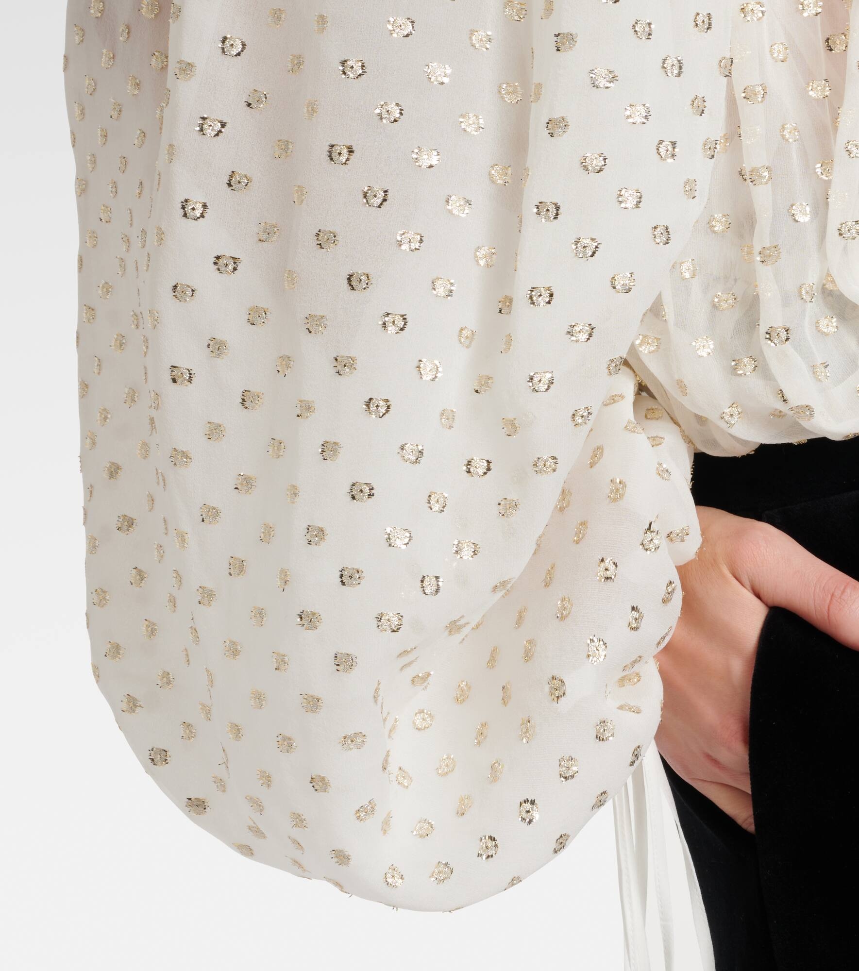 Polka-dot jacquard silk-blend mousseline top - 5