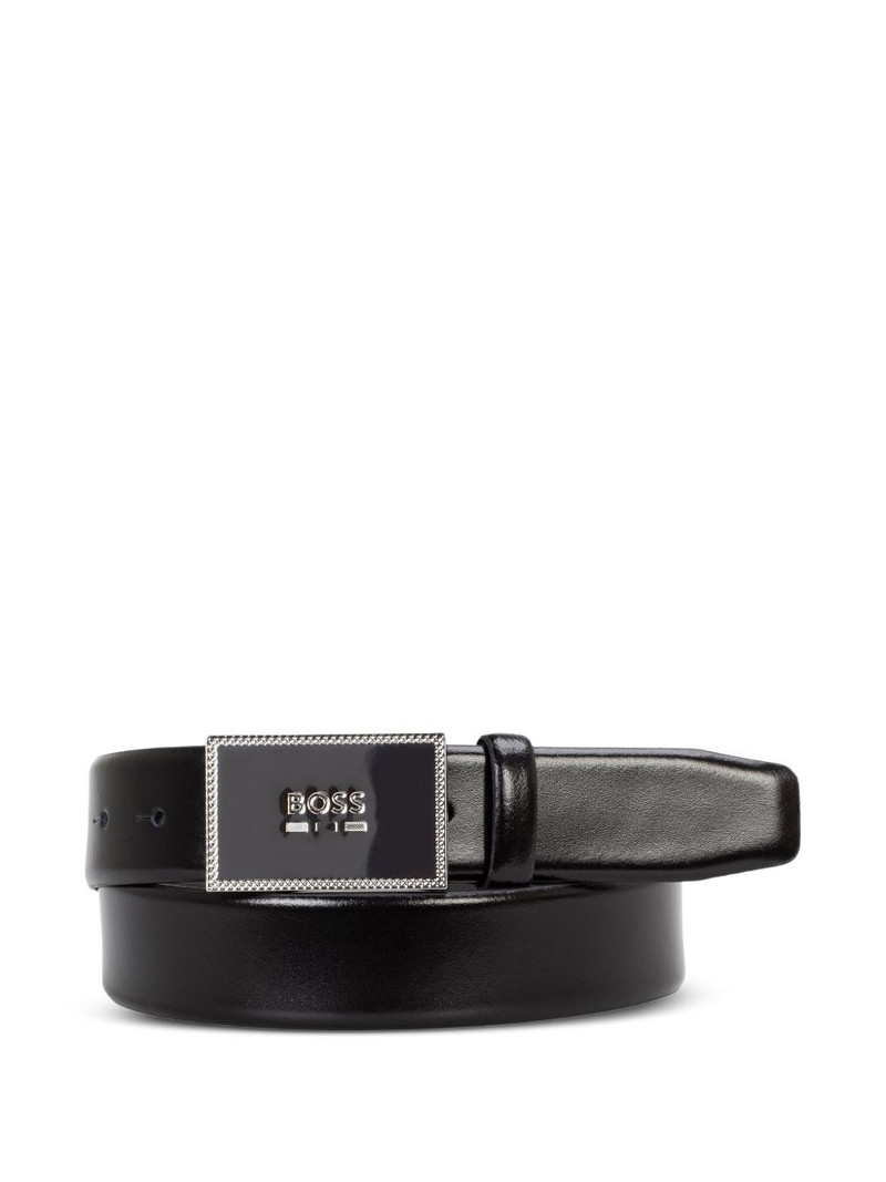 logo-buckle leather belt 1