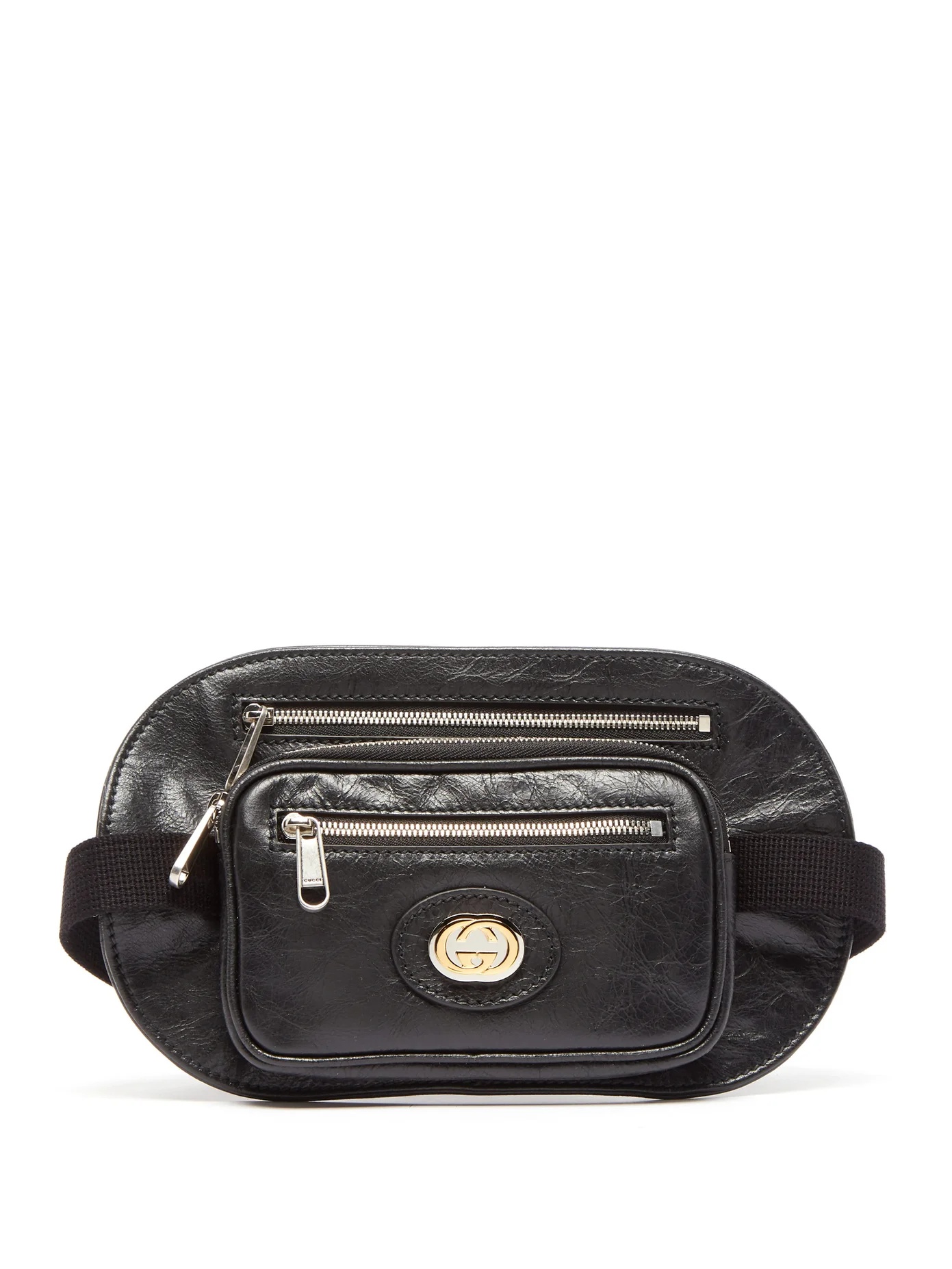 Morpheus crackled-leather belt bag - 1