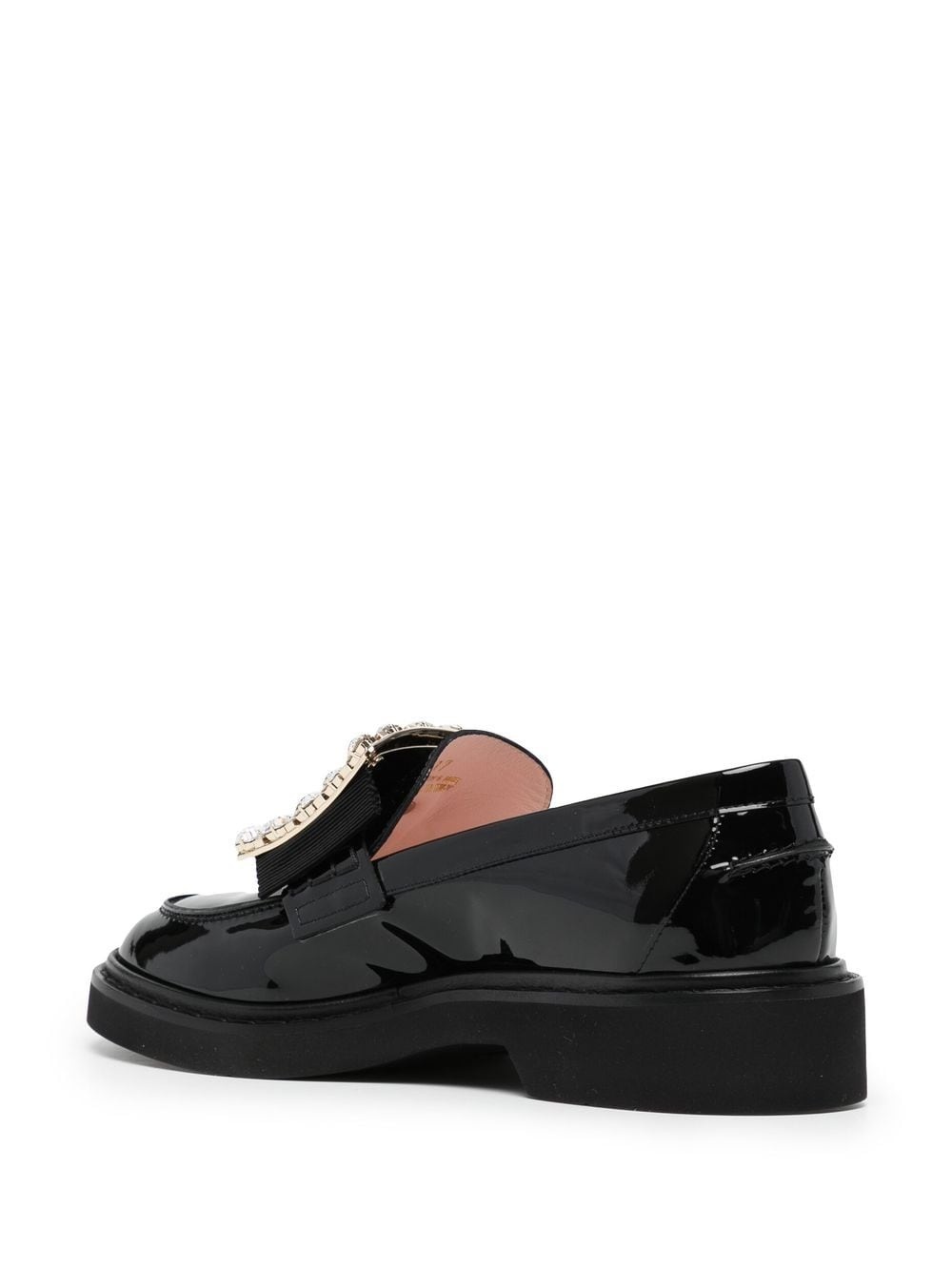 crystal-embellished patent leather loafers - 3