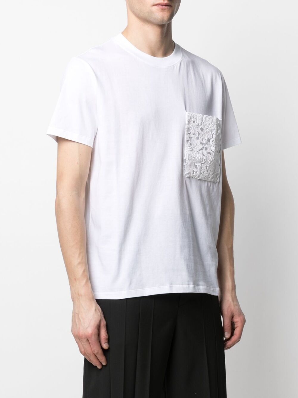 lace pouch pocket T-shirt - 3