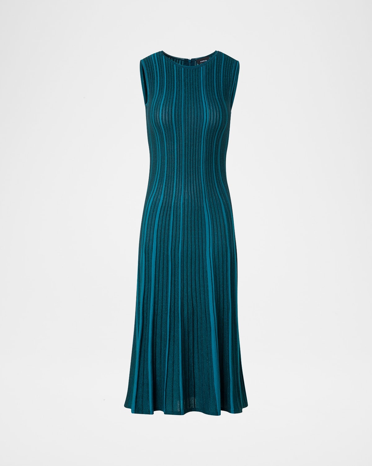 Metallic Silk Rib-Knit Midi Dress - 1