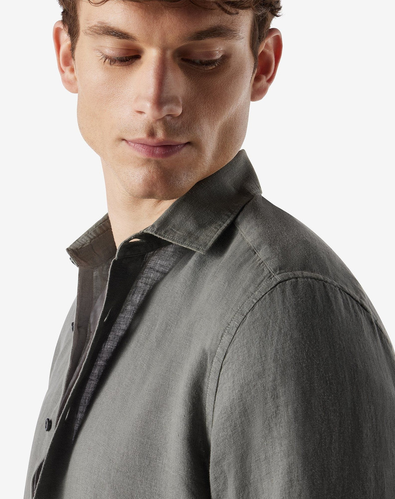 Grey pure linen shirt 4