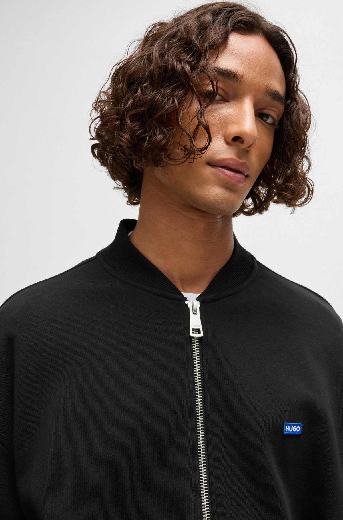 COTTON-TERRY ZIP-UP SWEATSHIRT WITH BLUE LOGO LABEL - 3