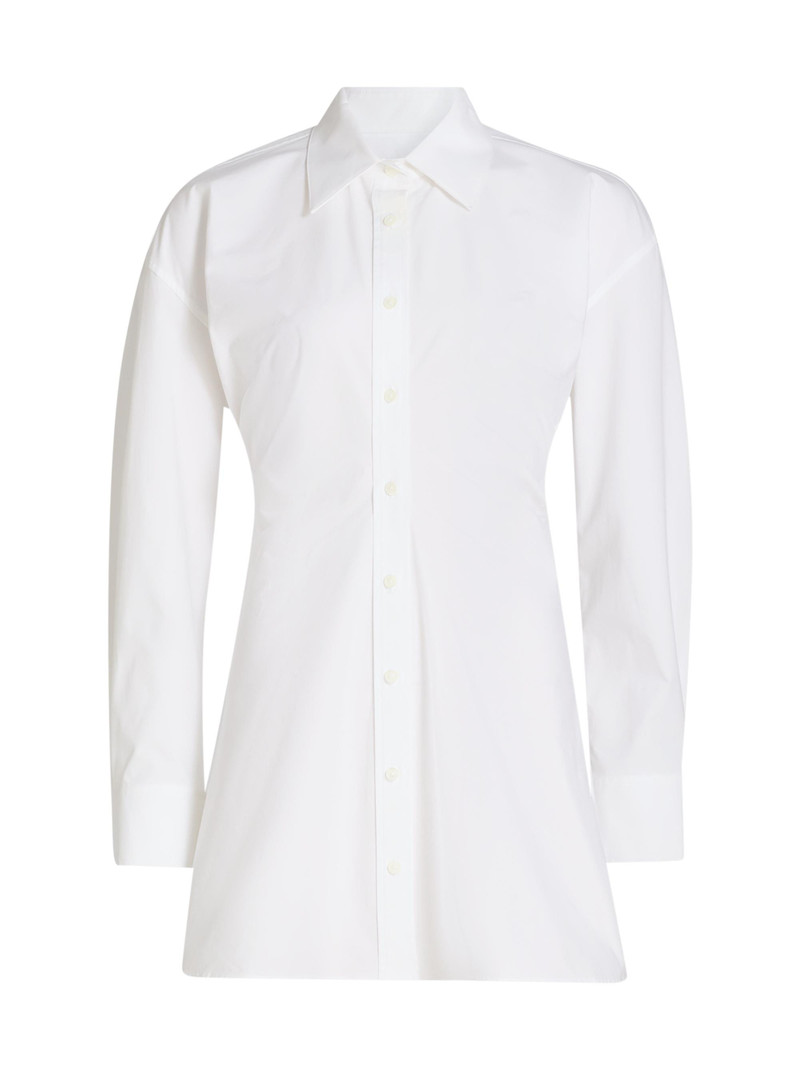 Women's Cotton Poplin Mini-Shirtdress - White 1