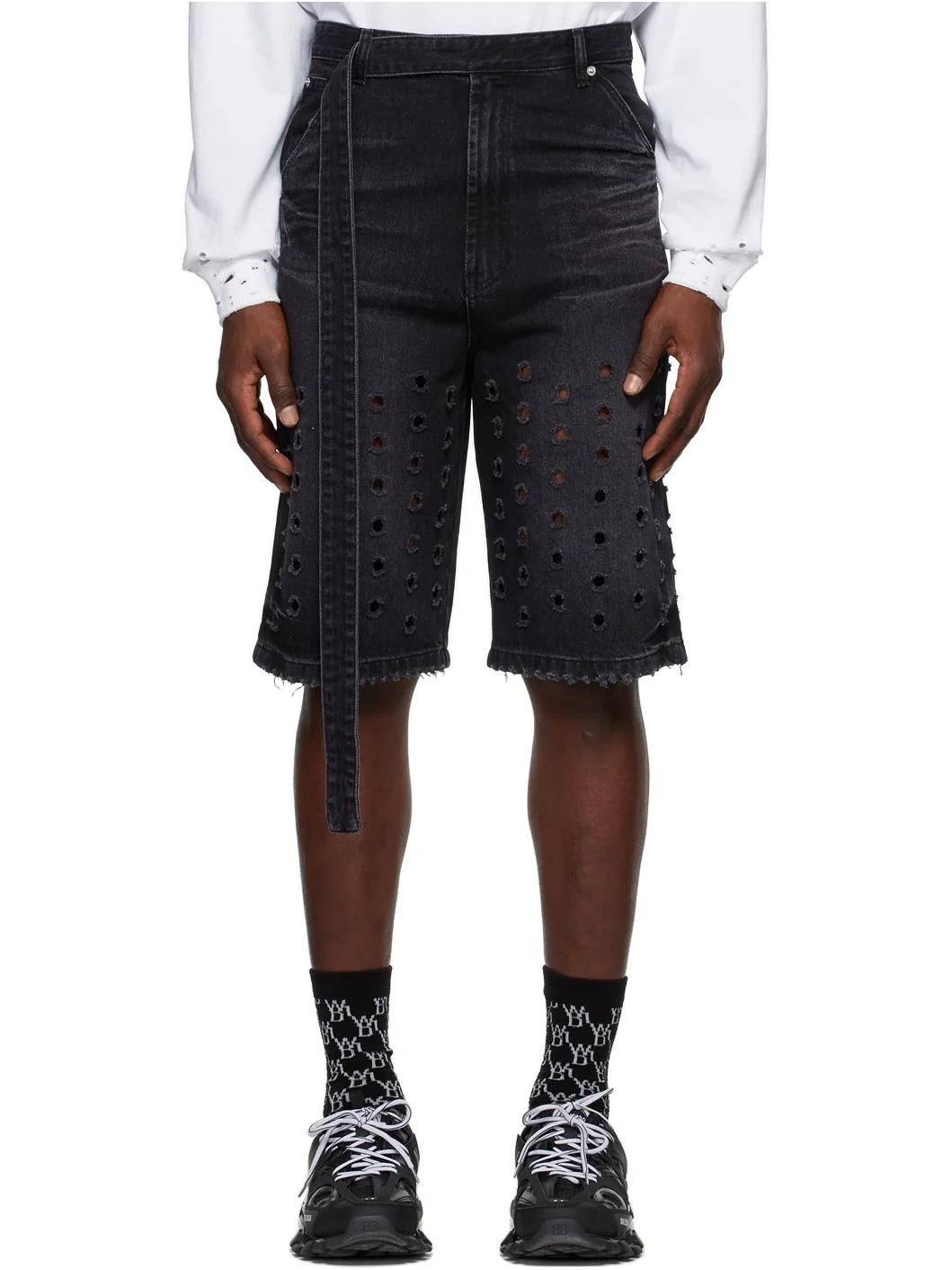 Black Denim Shorts - 1