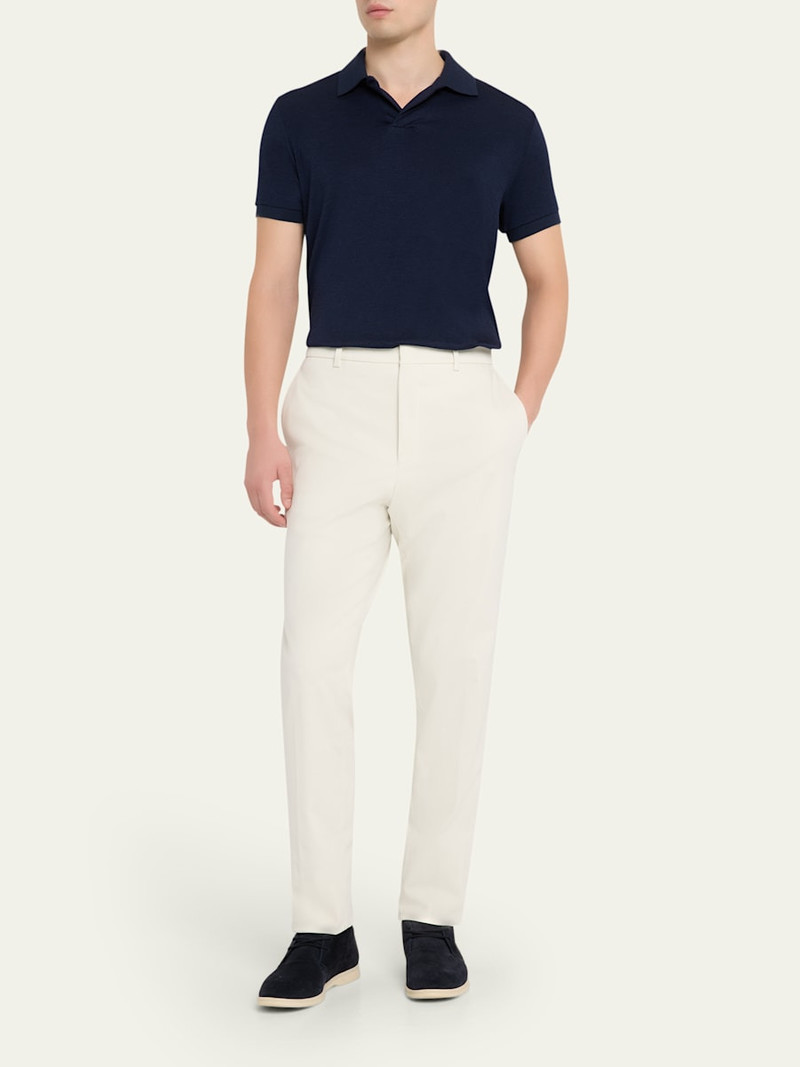 Loro Piana Men's Philion Cashmere and Silk Johnny Collar Polo Shirt outlook