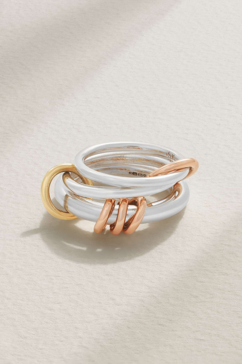 Orion set of three sterling silver and 18-karat yellow and rose gold rings - 1