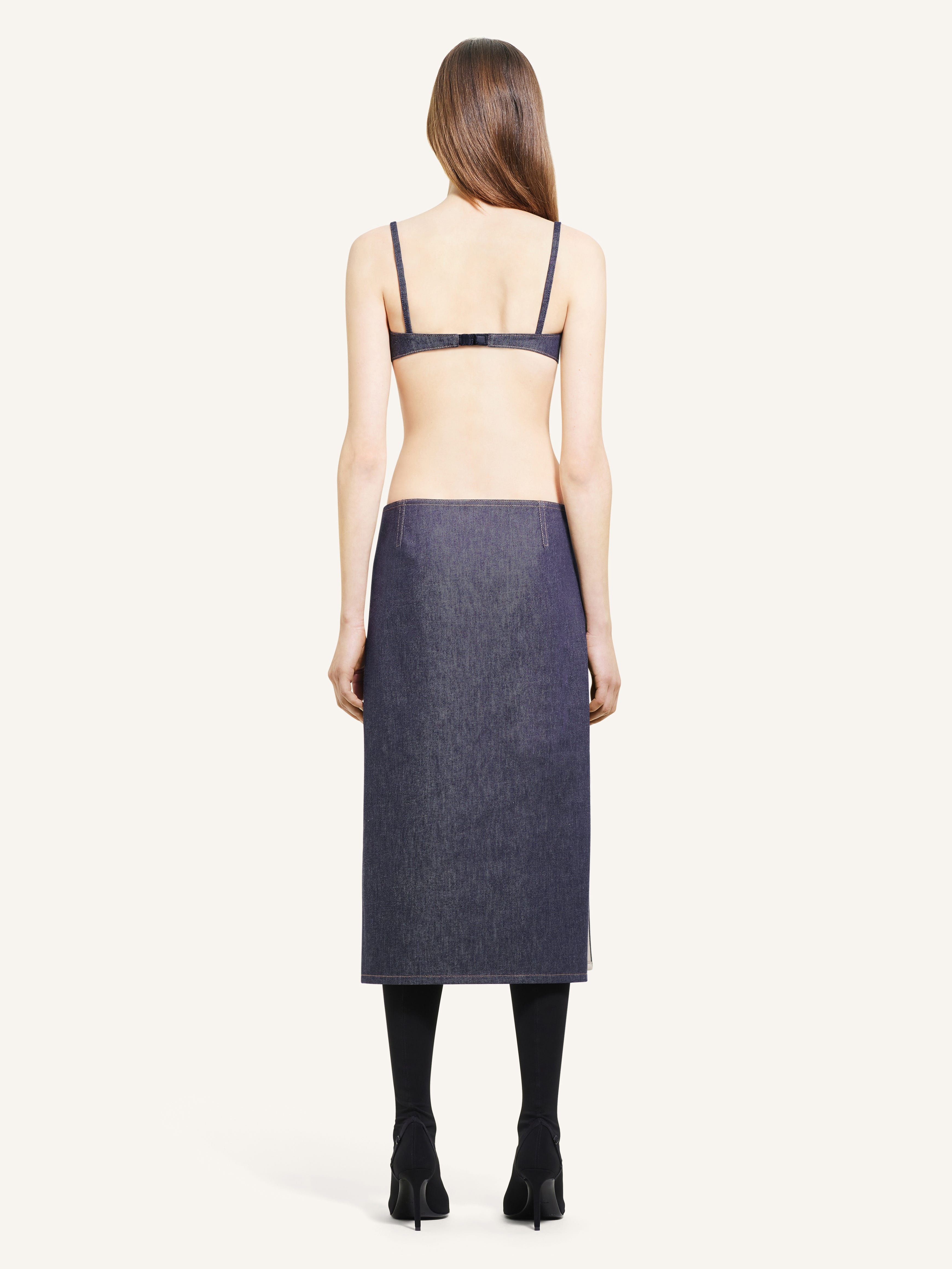 CENTERED POCKET DENIM SKIRT - 4