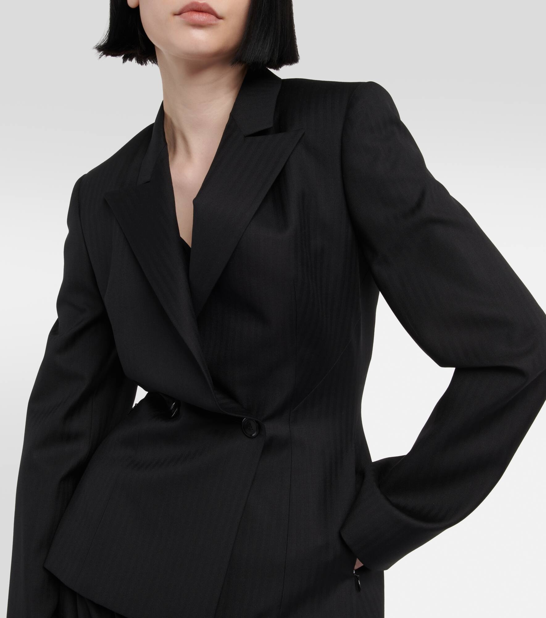 Herringbone wool gabardine blazer - 4