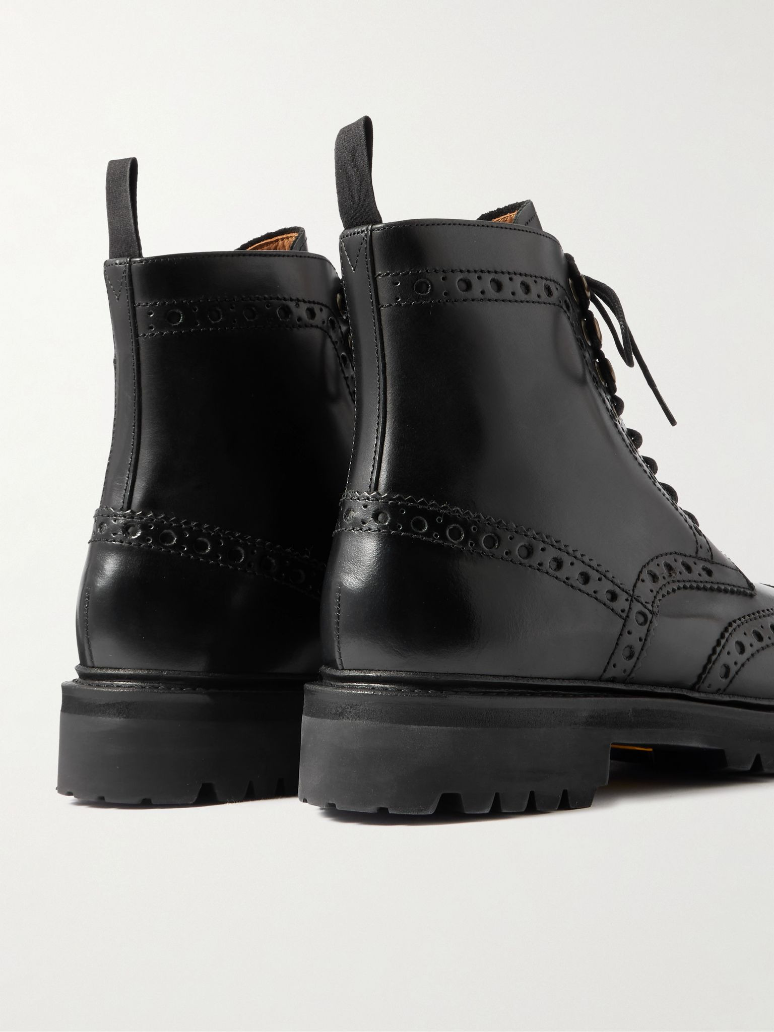 Fred Leather Brogue Boots Black - 5