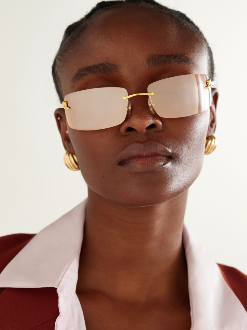 Cartier Panthère de Cartier rectangle-frame rimless gold-tone sunglasses Gold outlook