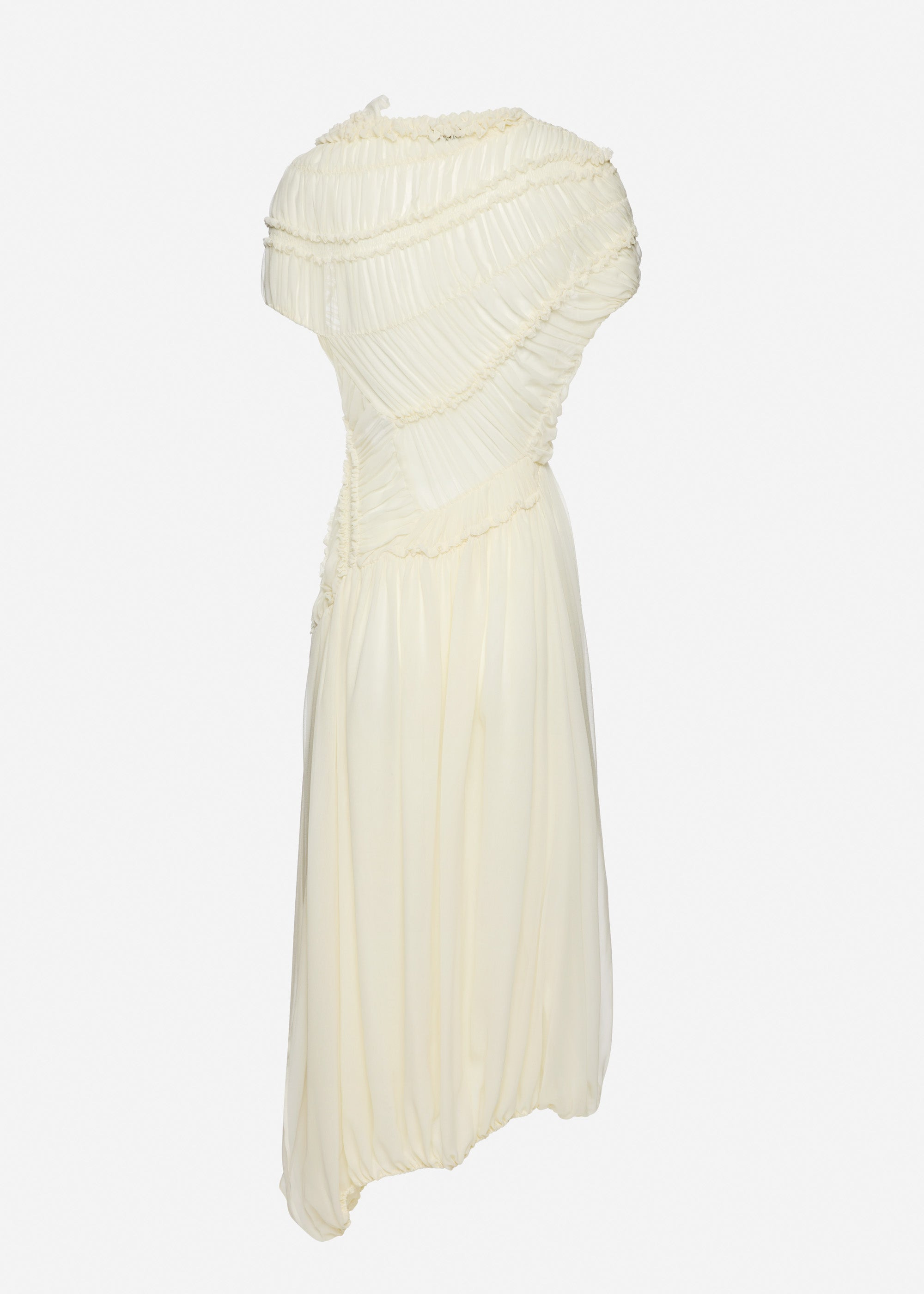 Ruched muslin midi dress in cream - 2