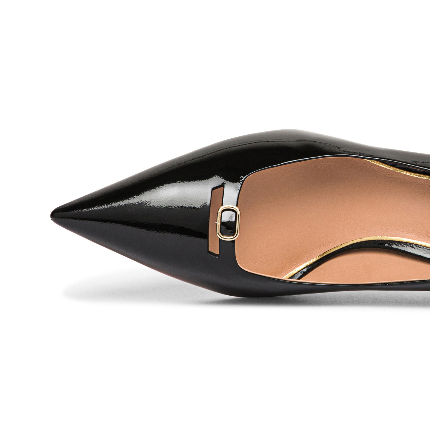 Women's black patent leather mid-heel pump - 6