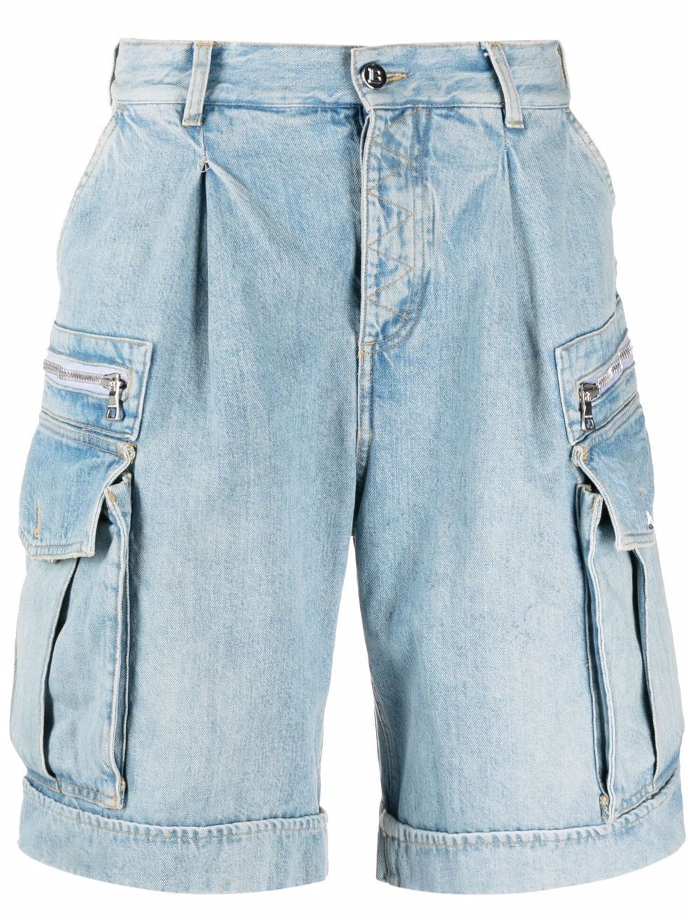 denim cargo shorts - 1