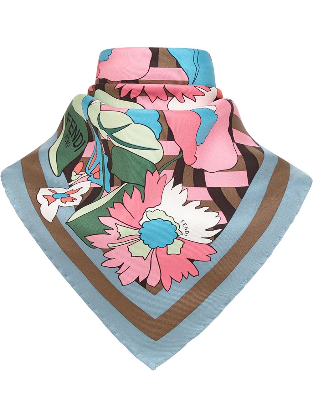 floral print silk foulard - 1