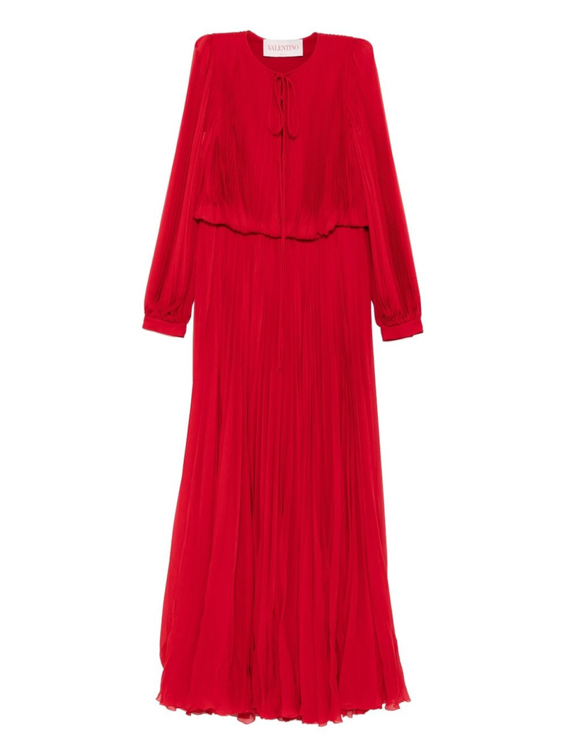 pleated long-sleeve dress 1