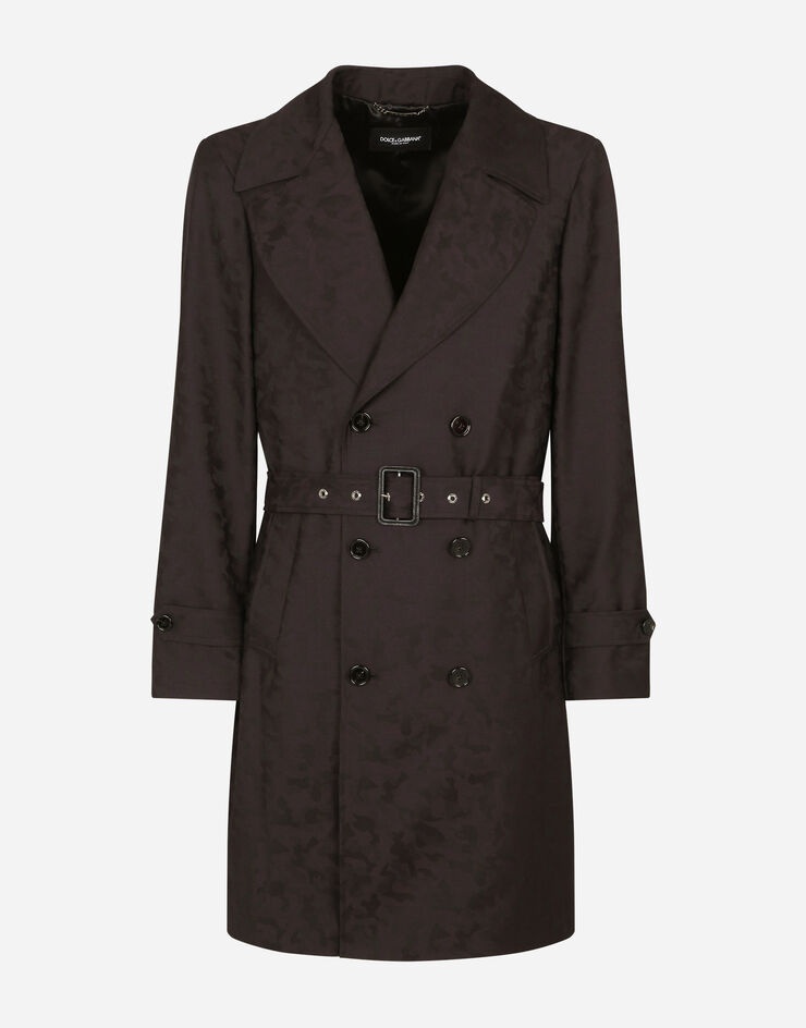 Camouflage wool jacquard trench coat - 3