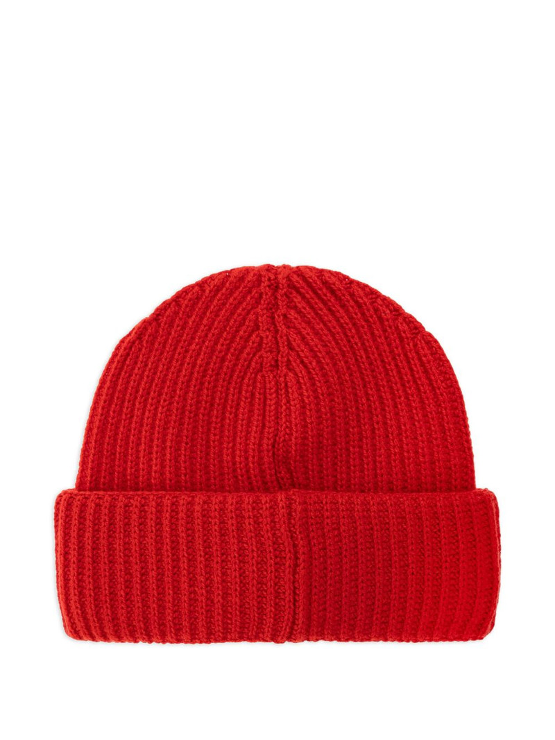 Moncler ribbed logo-plaque beanie outlook