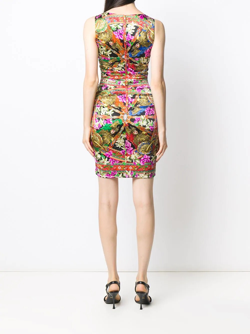 mixed-print sleeveless dress - 4