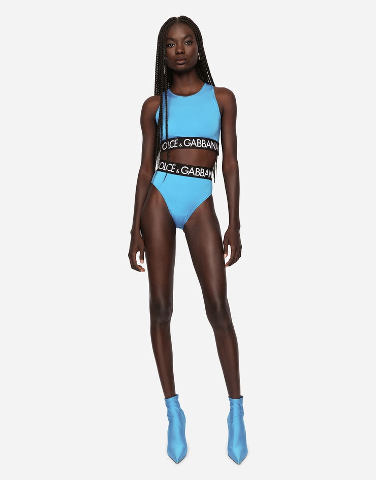 Halterneck bikini with branded elastic - 2