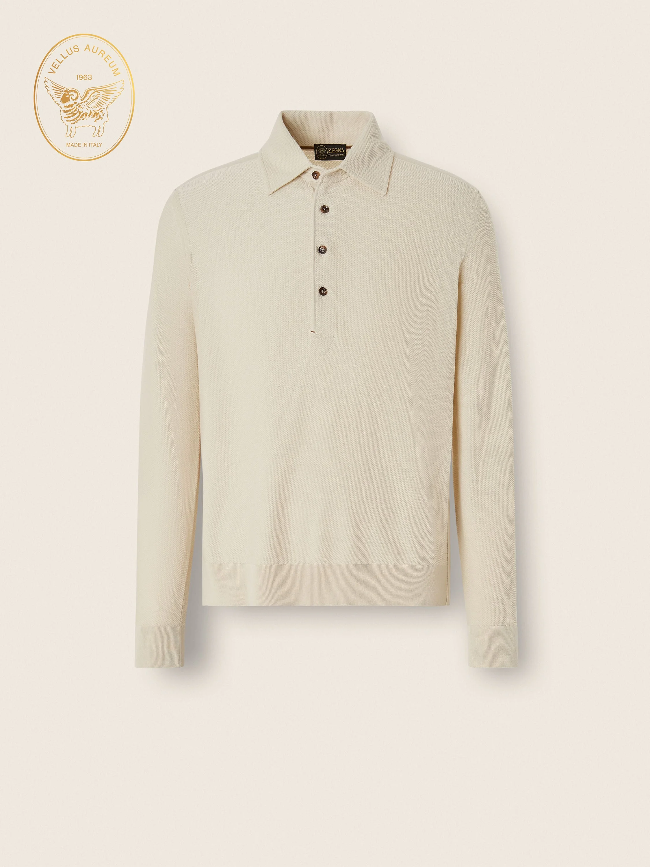 CREAM WHITE VELLUS AUREUM POLO SHIRT - 1
