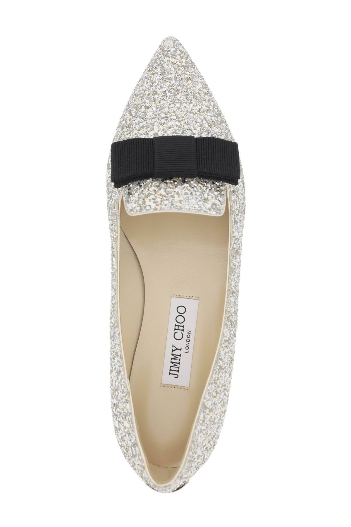 Jimmy Choo Elme glitter ballerina shoes - Silver