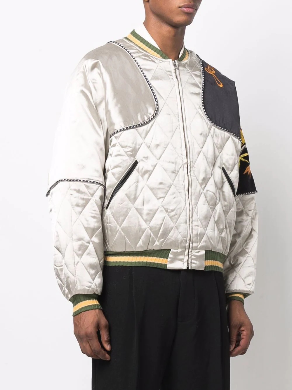 quilted patchwork bomber jacket - 3