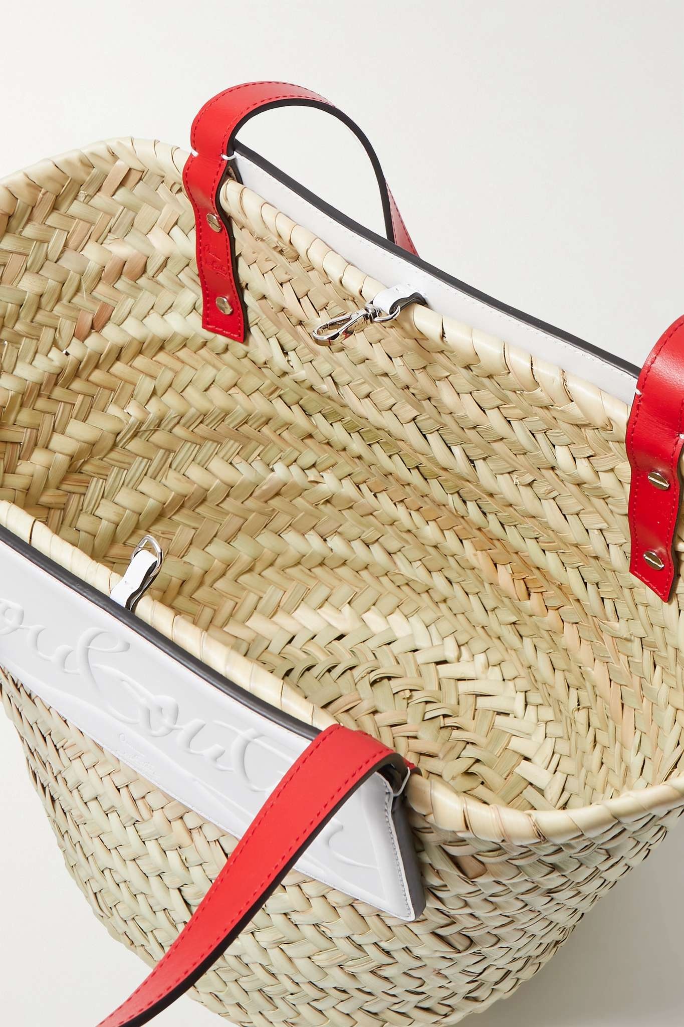 Loubishore small woven straw and embossed leather tote - 5