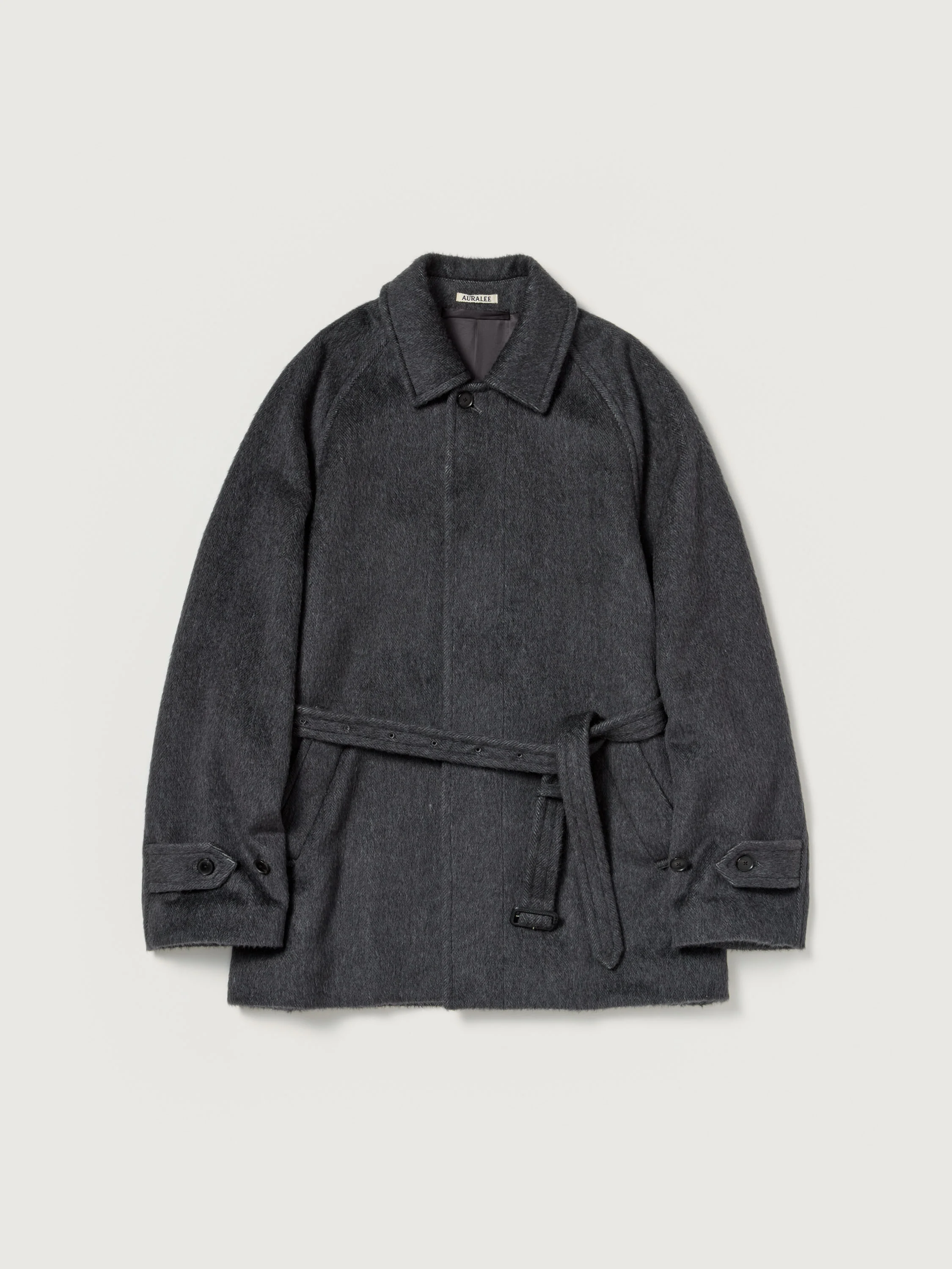 HAIRY WOOL MOHAIR CHAMBRAY SOUTIEN COLLAR COAT - 1