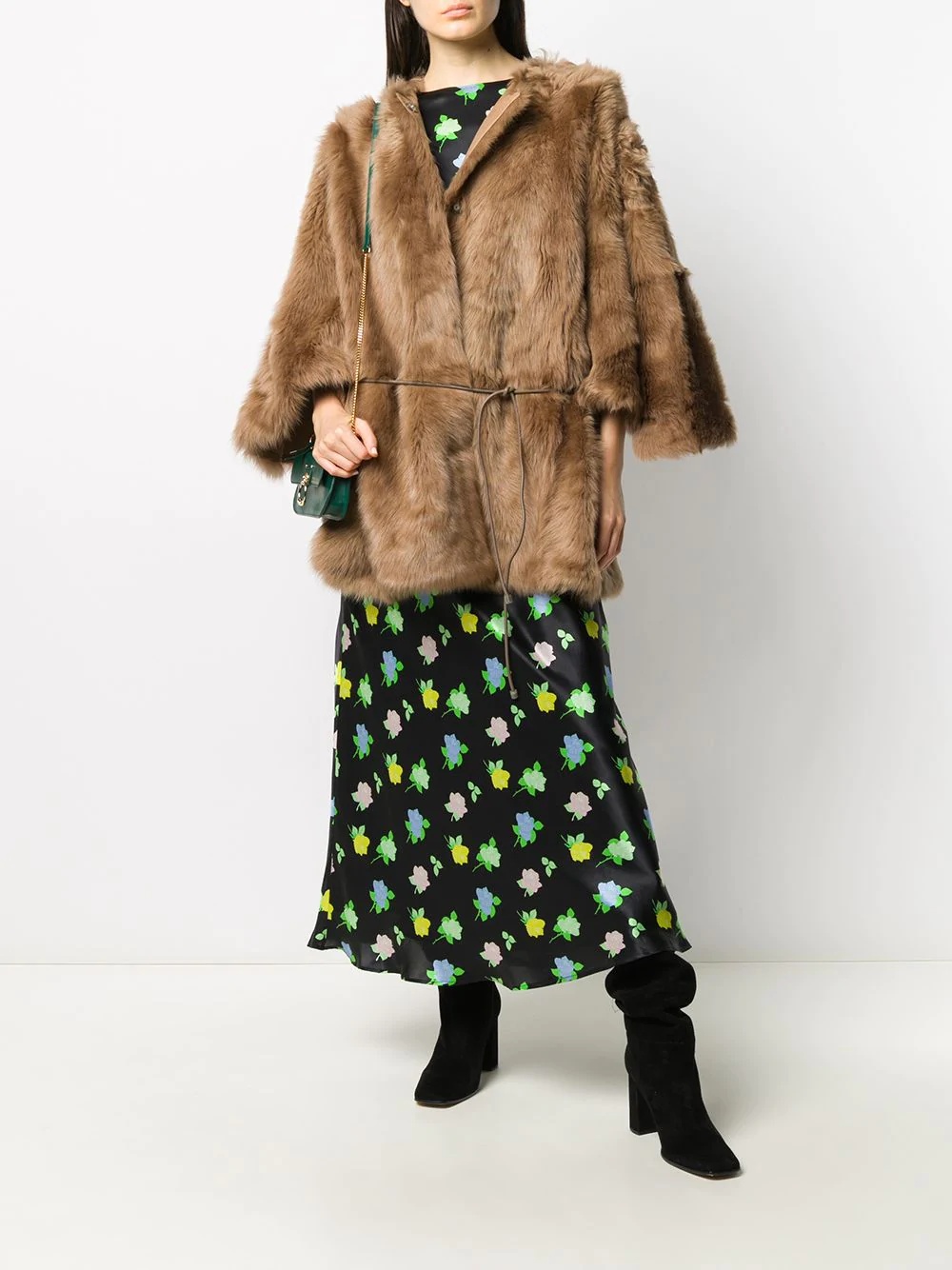 tie-wais fur coat - 2