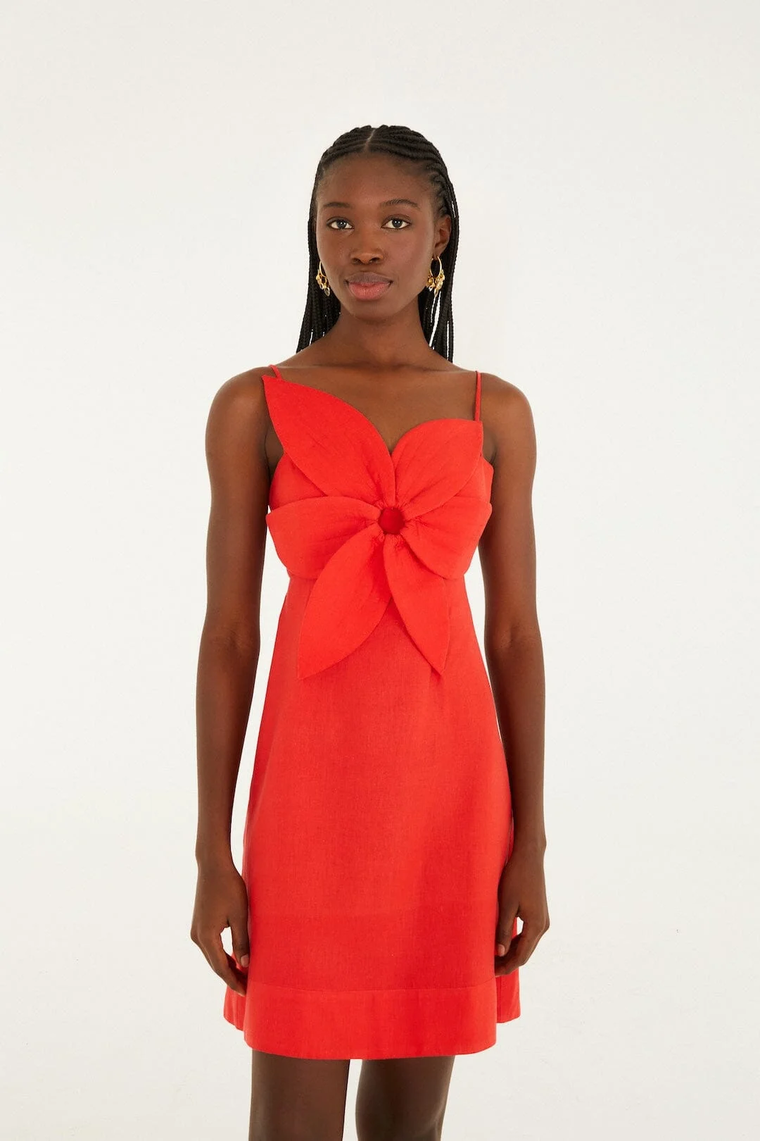 Red 3D Flower Lenzing™ Ecovero™ Euroflax™ Mini Dress - 1