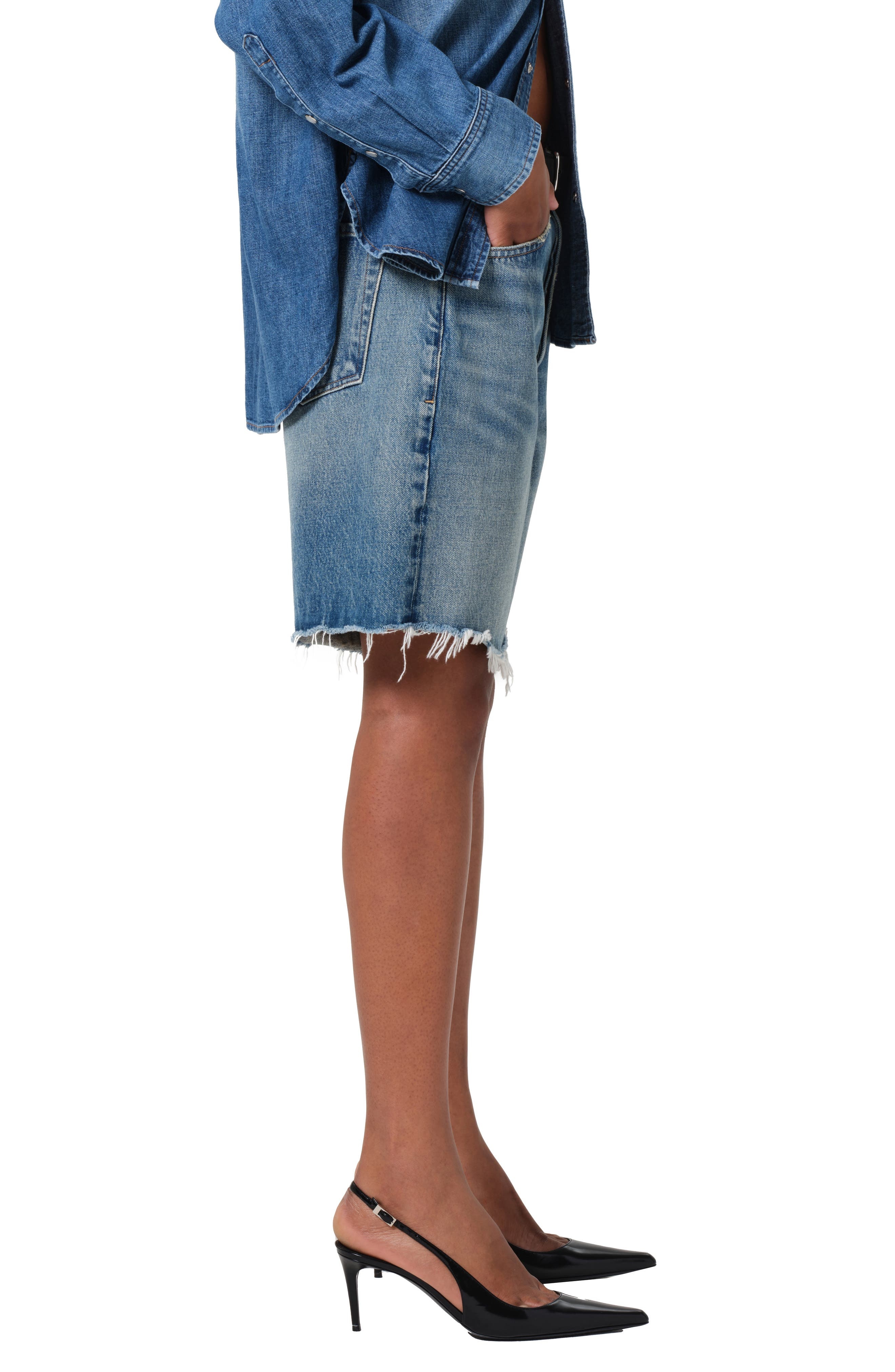 Citizens of Humanity Ayla High Waist Raw Hem Cutoff Denim Bermuda Shorts in Babylonia at Nordstrom - 3