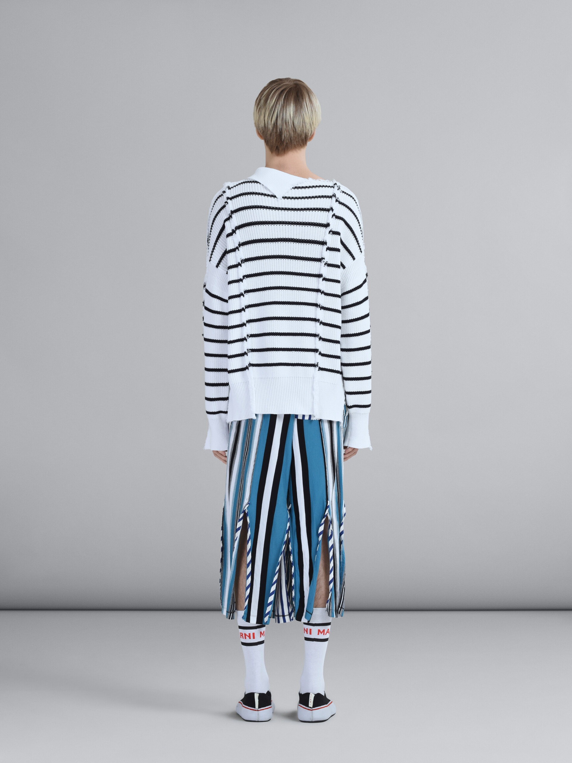 COMPACT STRIPED JERSEY CROPPED PANTS - 3