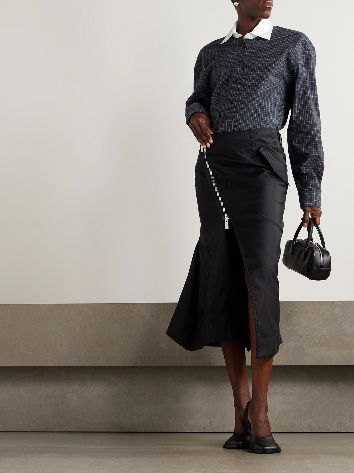 Wrap-effect Shell Midi Skirt - 2