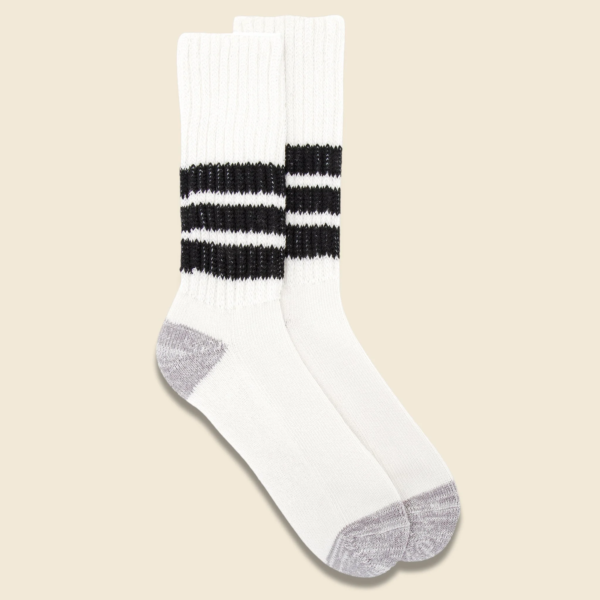 Coarse Ribbed Old School Sock - Black - 1
