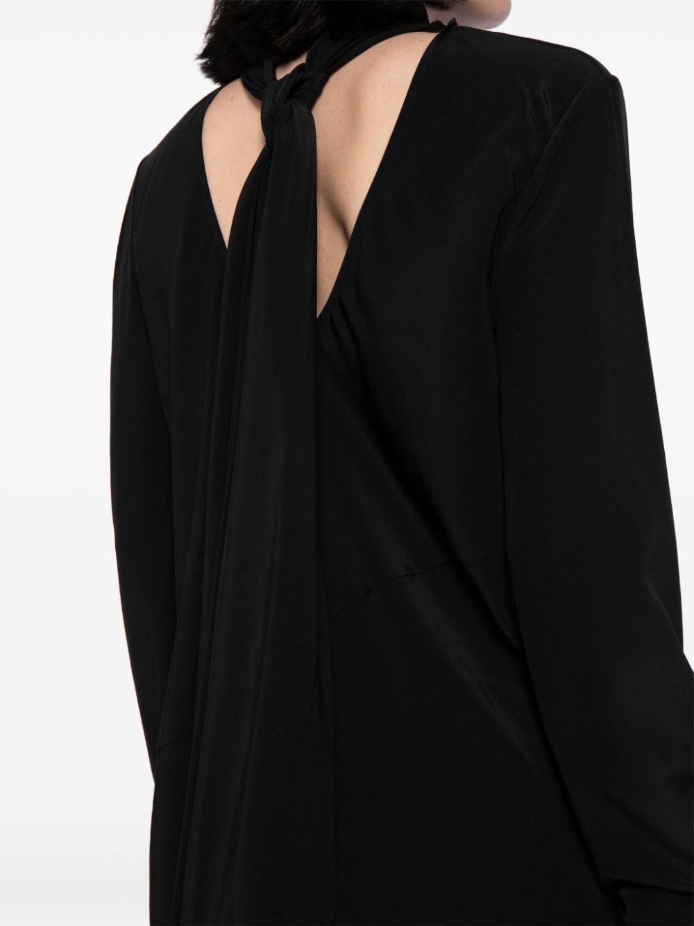 detachable-scarf silk blouse - 5