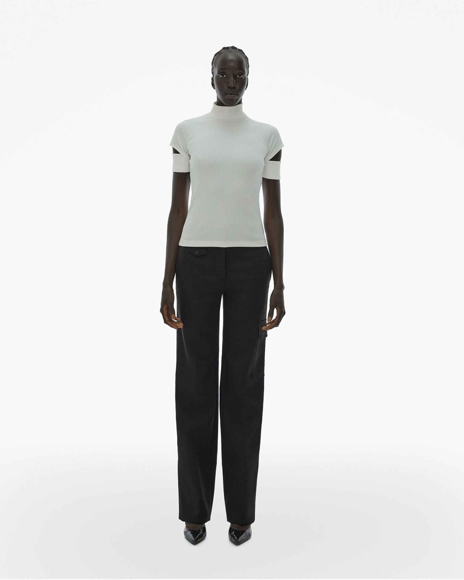 RIBBED SHORT-SLEEVE TURTLENECK - 2